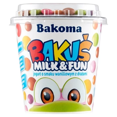 Bakoma Bakuś Milk & Fun Jogurt o smaku waniliowym z drażami 135 g - 3