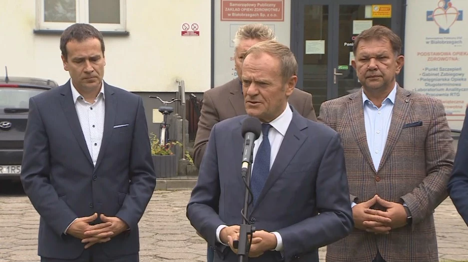 Donald Tusk podczas konferencji w Białobrzegach Donald Tusk podczas konferencji w Białobrzegach