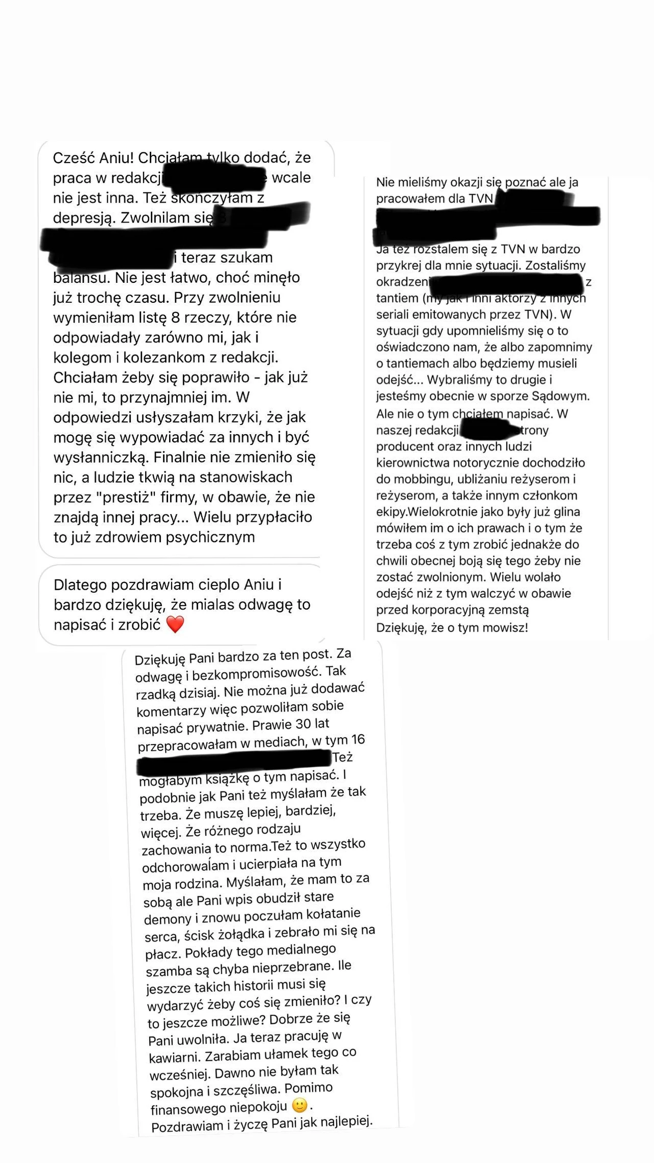 Anna Wendzikowska publikuje na Instagramie wiadomości od pracowników TVN Anna Wendzikowska publikuje na Instagramie wiadomości od pracowników TVN