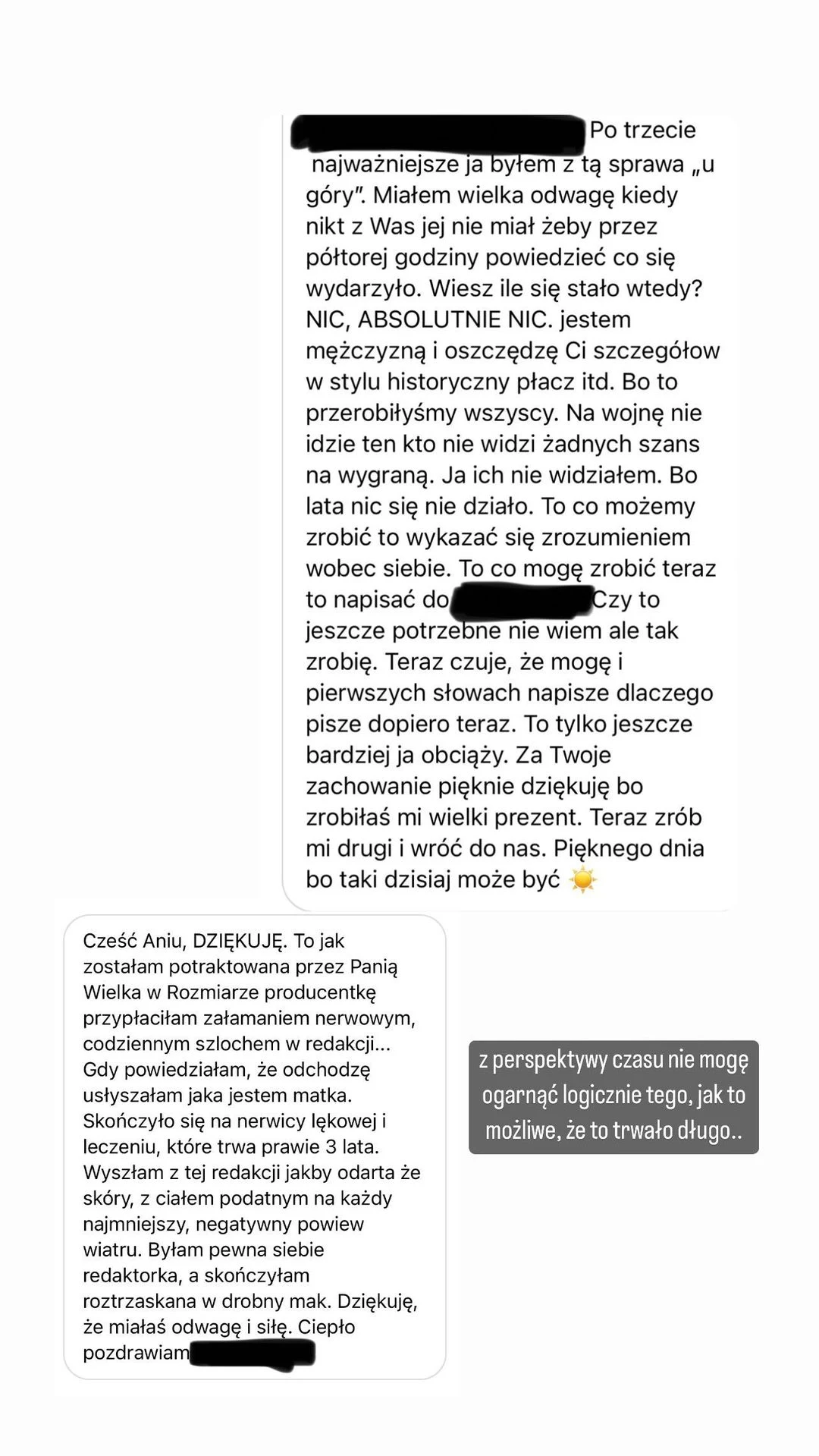 Anna Wendzikowska publikuje na Instagramie wiadomości od pracowników TVN Anna Wendzikowska publikuje na Instagramie wiadomości od pracowników TVN