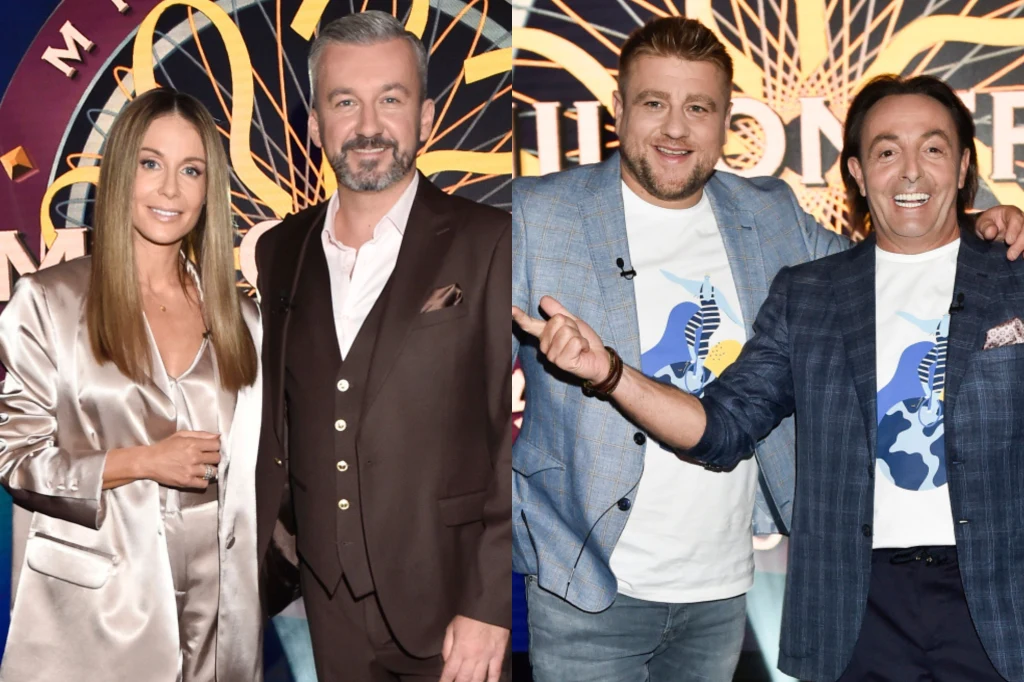 Małgorzata Rozenek-Majdan i Krzysztof Skórzyński oraz Michel Moran i Tomasz Jakubiak w "Milionerach"