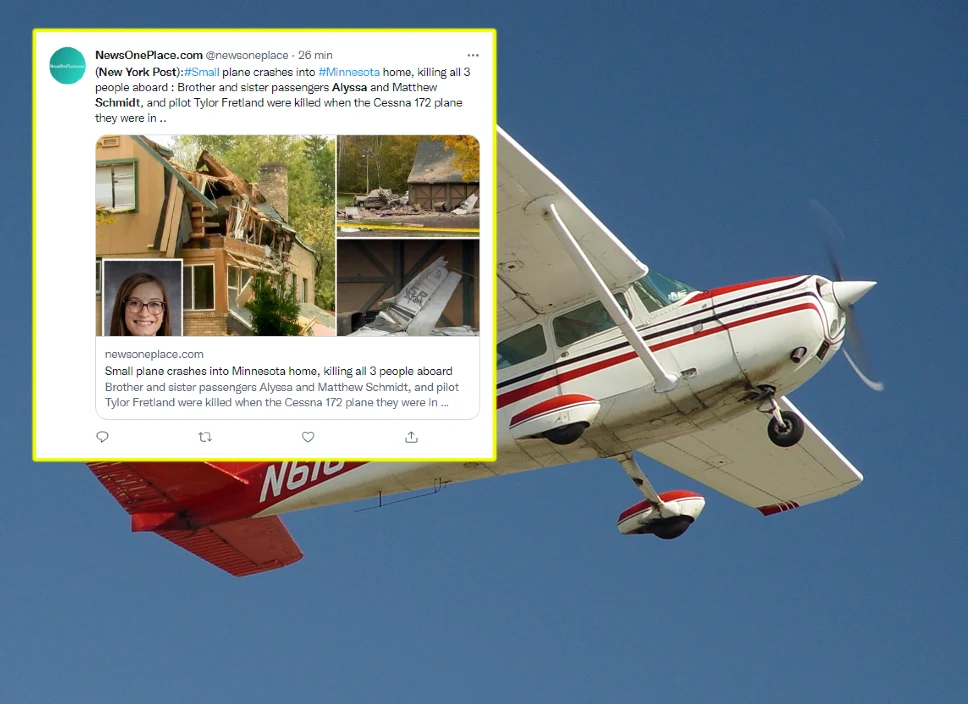 Samolot rozbił się o dom jednorodzinny. Zginęły trzy osoby Samolot rozbił się o dom jednorodzinny. Zginęły trzy osoby