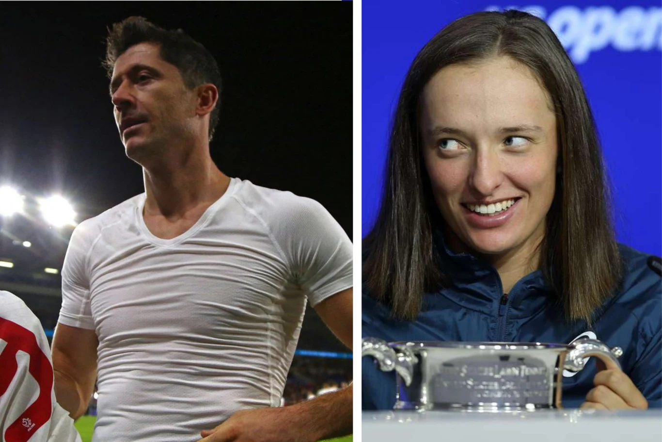 Liderka rankingu WTA Iga Świątek oraz piłkarz FC Barcelona i reprezentacji Polski - Robert Lewandowski