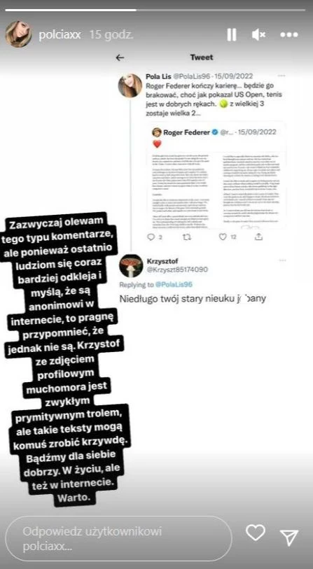 Pola Lis odpowiedziała na krytykę hejtera