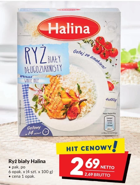 Halina Ryż biały długoziarnisty 400 g (4 sztuki)