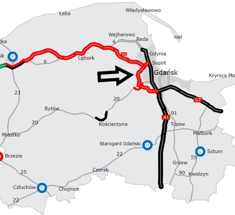 Odcinek drogi ekspresowej S6 Chwaszczyno - Żukowo ma stanowić część Obwodnicy Metropolii Trójmiejskiej. Odcinek drogi ekspresowej S6 Chwaszczyno - Żukowo ma stanowić część Obwodnicy Metropolii Trójmiejskiej.