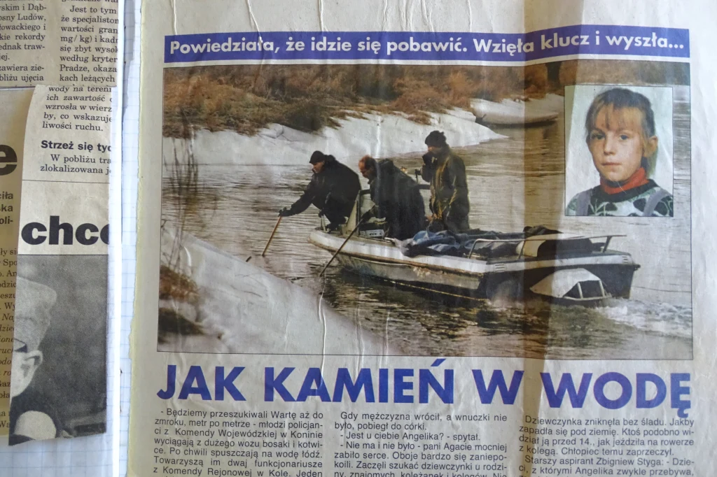 Informacja o zaginięciu Andżeliki w lokalnej prasie Informacja o zaginięciu Andżeliki w lokalnej prasie