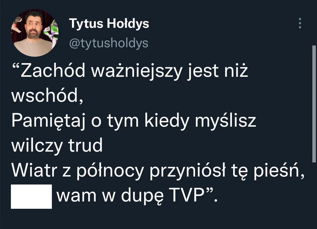 Screen z Twittera Tytusa Hołdysa Screen z Twittera Tytusa Hołdysa