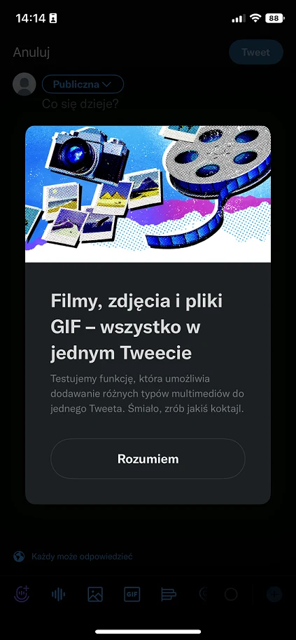 Gdy po aktualizacji będziemy chcieli dodać post, na ekranie naszych urządzeń zobaczymy krótki komunikat