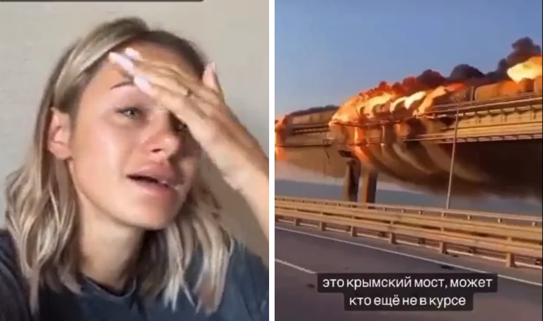 Rosyjska influencerka rozpacza po pożarze mostu Krymskiego Rosyjska influencerka rozpacza po pożarze mostu Krymskiego