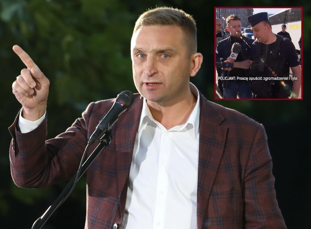 Robert Bąkiewicz nie chciał, by dziennikarz zadawał mu pytania podczas marszu Alejami Jerozolimskimi