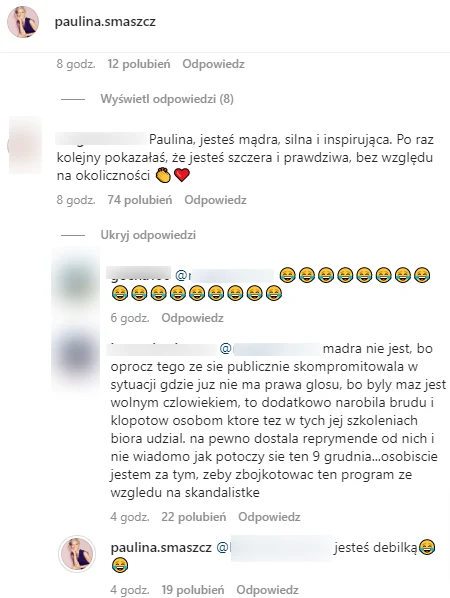 Paulina Smaszcz wyzywa internautów na Instagramie Paulina Smaszcz wyzywa internautów na Instagramie