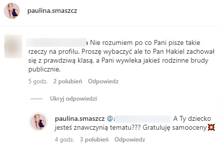 Paulina Smaszcz wyzywa internautów na Instagramie
