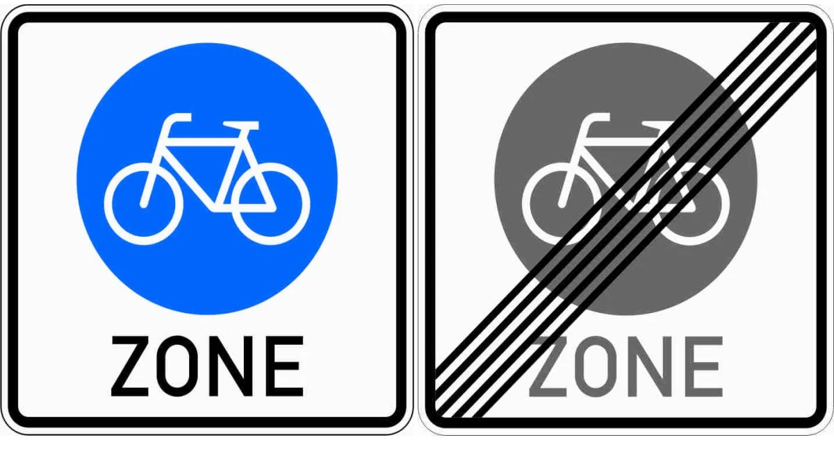 Niemieckie znaki początek i koniec strefy rowerowej