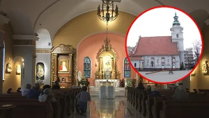 Wnętrze bazyliki Morskiej oraz widok budynku od ul. Świętojańskiej