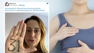 Pierwszym objawem u Emily okazała się być biała wydzielina z brodawki, przypominająca mleko. Guz w piersi pojawił się później