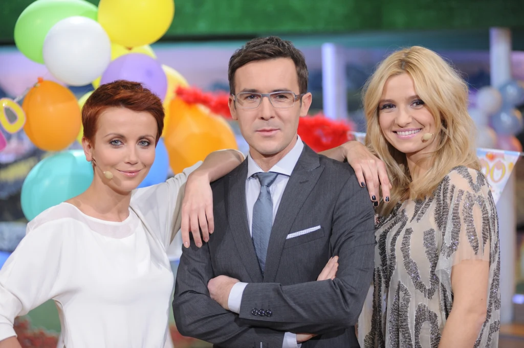 Katarzyna Zielińska, Maciej Kurzajewski, Joanna Koroniewska na planie "Kocham Cię Polsko", 2012 rok.