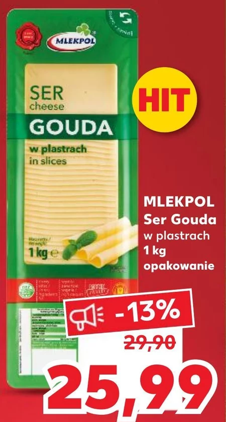 Mlekpol Ser gouda w plastrach 1 kg