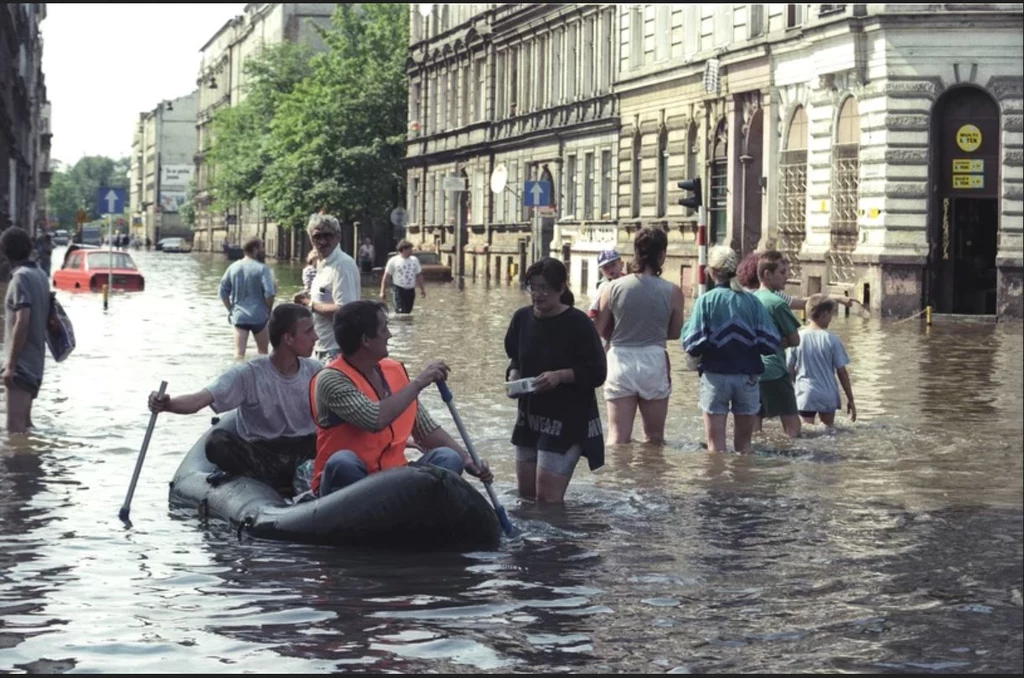 Wrocław w czasie powodzi tysiaclecia, 14 lipca 1997 r.