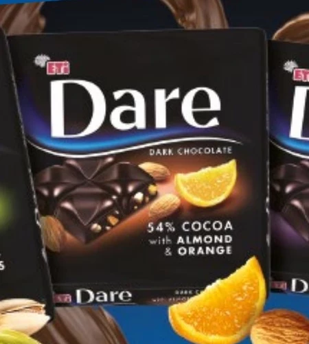 Eti Dare Czekolada gorzka 54 % kakao z dodatkiem migdałów i pomarańczy 70 g