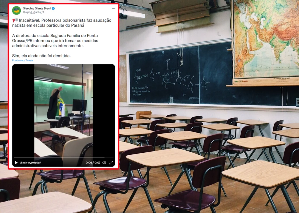 Brazylijska nauczycielka wykonuje skandaliczny gest na oczach uczniów Brazylijska nauczycielka wykonuje skandaliczny gest na oczach uczniów