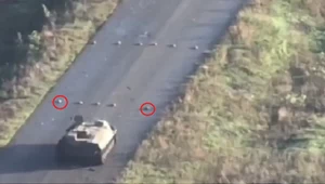 Nagranie ukazujące moment, w którym Rosjanie najechali na miny 