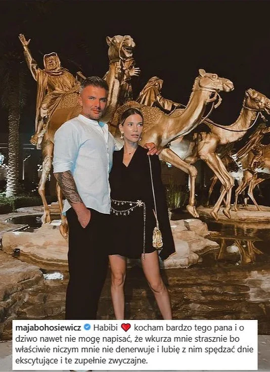 Maja Bohosiewicz z mężem w Zjednoczonych Emiratach Arabskich. Maja Bohosiewicz z mężem w Zjednoczonych Emiratach Arabskich.