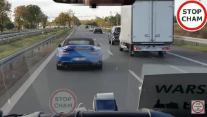 Sytuacja na drodze s7 przed Czosnowem, kierunek na Gdańsk