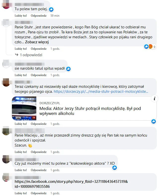 Zmasowany atak na Macieja Stuhra na facebookowym profilu Zmasowany atak na Macieja Stuhra na facebookowym profilu