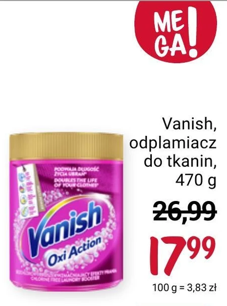 Vanish Oxi Action Odplamiacz do tkanin w proszku 470 g