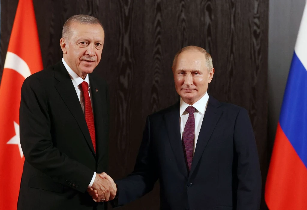 Władimir Putin (P) i Recep Tayyip Erdogan