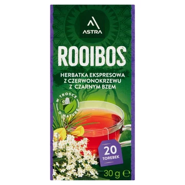 Astra Rooibos Herbatka ekspresowa Rooibos z czarnym bzem 30 g (20 x 1,5 g) - 0