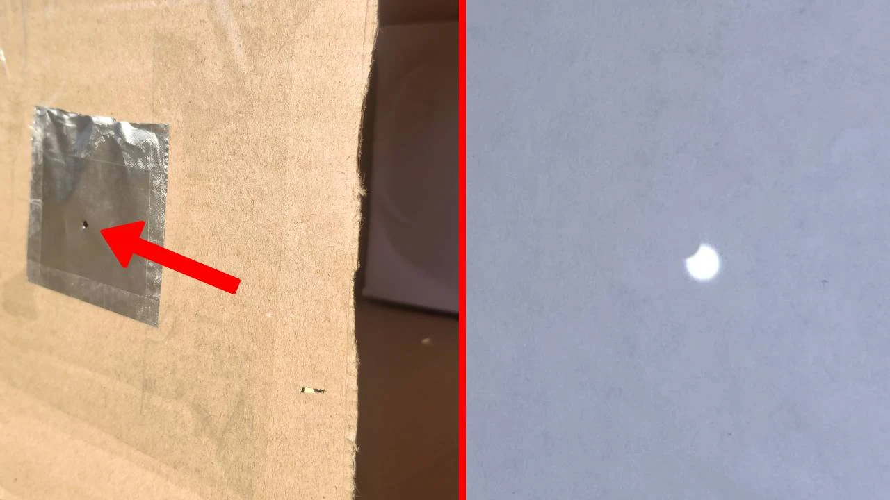 Camera obscura to proste urządzenie do oglądania zaćmienia, które można wykonać w domu. Camera obscura to proste urządzenie do oglądania zaćmienia, które można wykonać w domu.