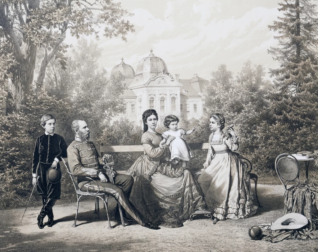 Cesarz Franciszek Józef I z żoną Sissi i dziećmi