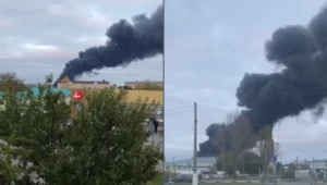Pożar zakładu przemysłowego w Szebiekinie