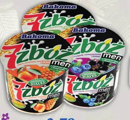 Bakoma 7 zbóż Jogurt z brzoskwiniami i ziarnami zbóż 140 g