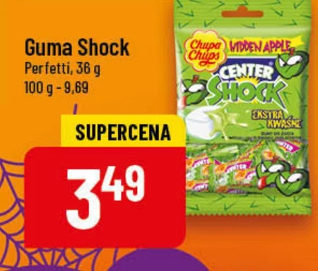 Chupa Chups Center Shock Gumy do żucia o smaku jabłkowym 36 g (9 sztuk)