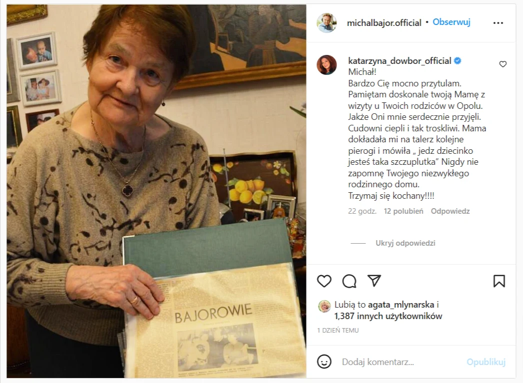 Pod postem Michała Bajora w ciepłych słowach pocieszyła go Katarzyna dowbor Pod postem Michała Bajora w ciepłych słowach pocieszyła go Katarzyna dowbor