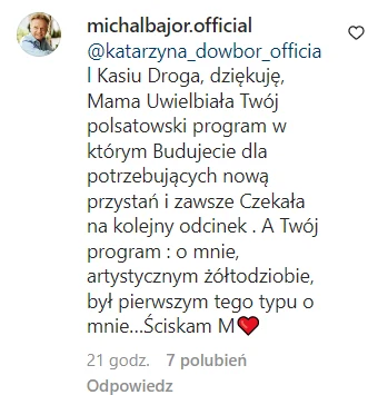 Michał Bajor na Instagramie odpowiedział Katarzynie Dowbor Michał Bajor na Instagramie odpowiedział Katarzynie Dowbor