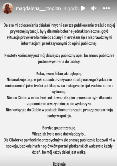 Magdalena Stępień odpowiada Jakubowi Rzeźniczakowi https://www.instagram.com/magdalena___stepien/