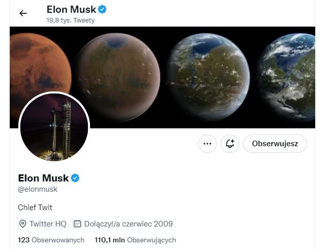 Nowy opis może zwiastować, że Elon Musk jest już właścicielem Twittera