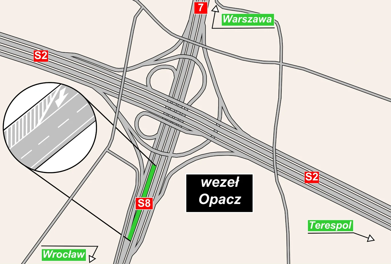 Zmiany w organizacji ruchu na węźle Opacz mają być wprowadzone na początku listopada.