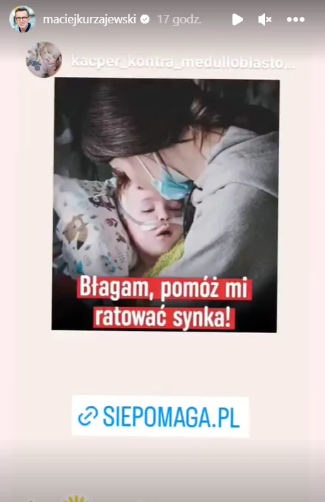 Maciej Kurzajewski apeluje o pomoc dla Kacperka https://www.instagram.com/maciejkurzajewski/ Maciej Kurzajewski apeluje o pomoc dla Kacperka https://www.instagram.com/maciejkurzajewski/