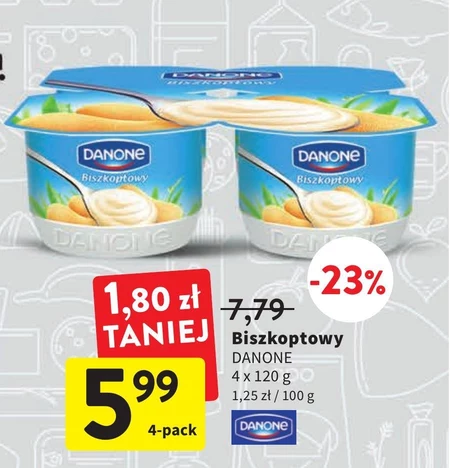 Danone Jogurt kremowy smak biszkoptowy 480 g (4 x 120 g)