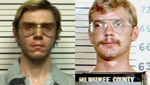 Evan Peters (L) i Jeffrey Dahmer (P)