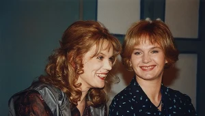 Dorota Chotecka i Agnieszka Pilaszewska na planie serialu "Miodowe lata"