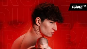 Plakat promujący walkę wieczoru FAME MMA 16