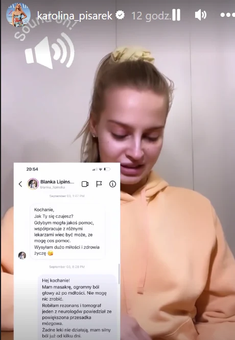 Karolina Pisarek dziękuje Blance Lipińskiej