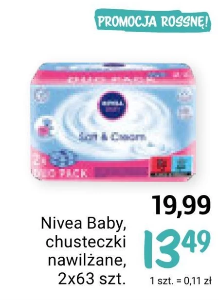 Nivea Baby Soft & Cream Chusteczki nawilżane dla niemowląt 2x63 szt