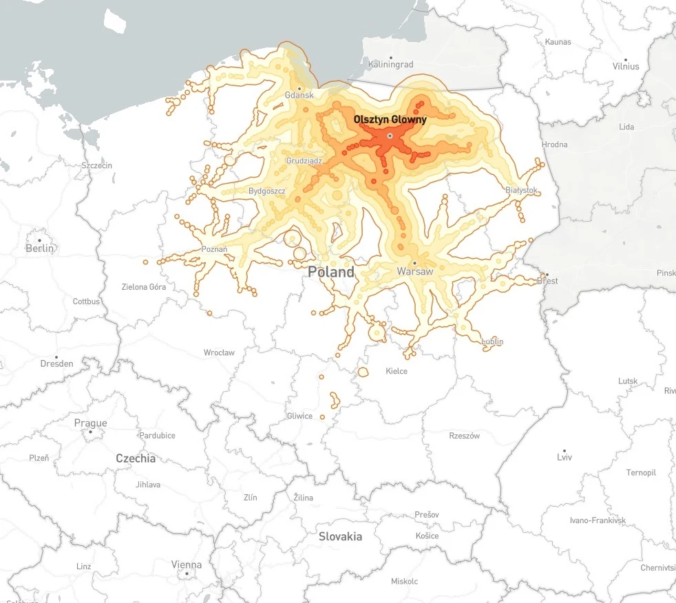 Połączenia kolejowe z Olsztyna